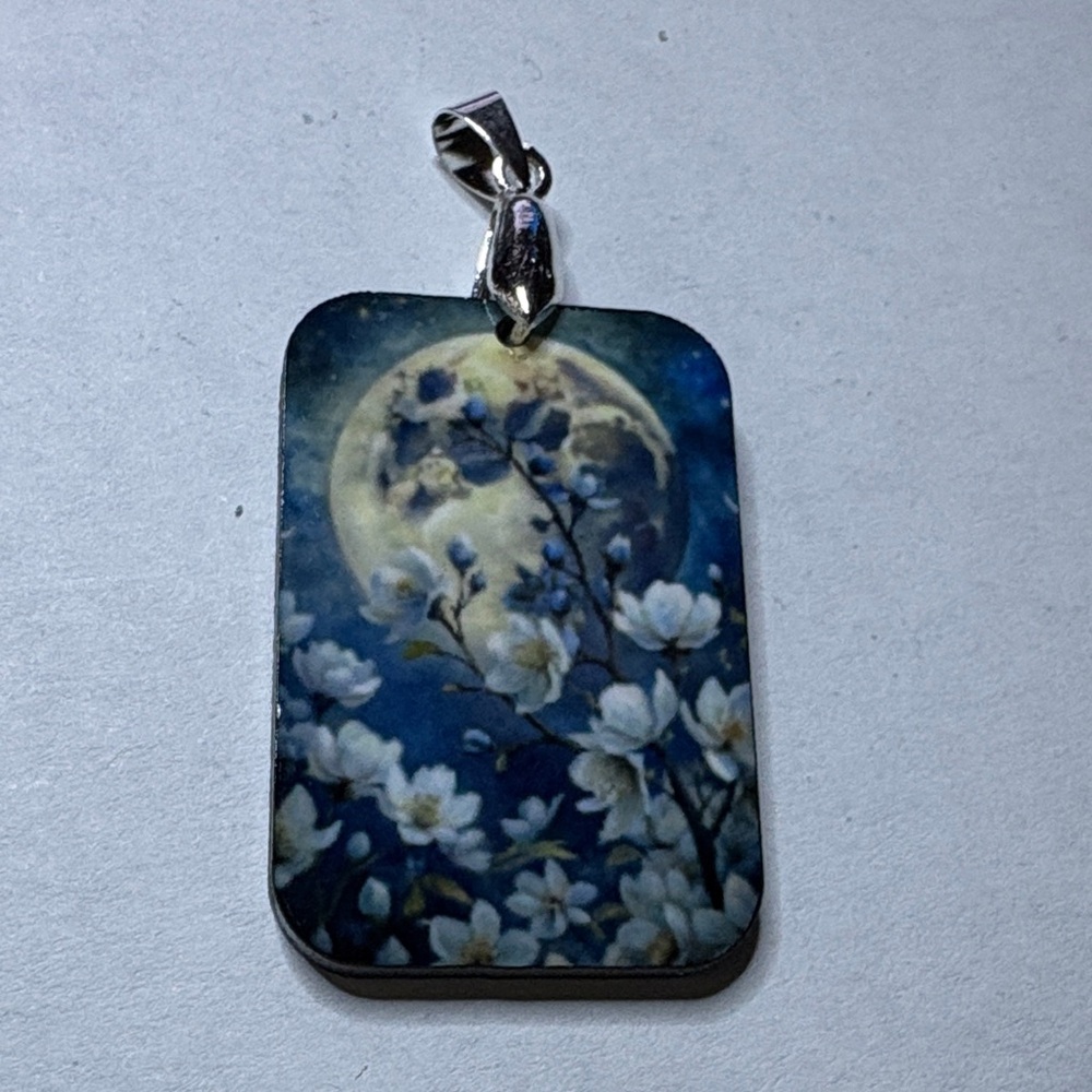 Moon and flower necklace